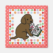 Curieuze chocolade Labrador Puppy Magneet (Voorkant)