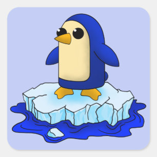 Curieuze Cute Baby Penguin Vierkante Sticker