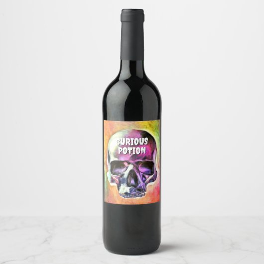 Curieuze drank. wijn etiket (Voorkant)