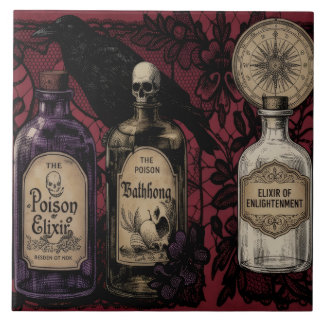 Curieuze Elixers en Raven Keramische Tegels 15x15c Tegeltje