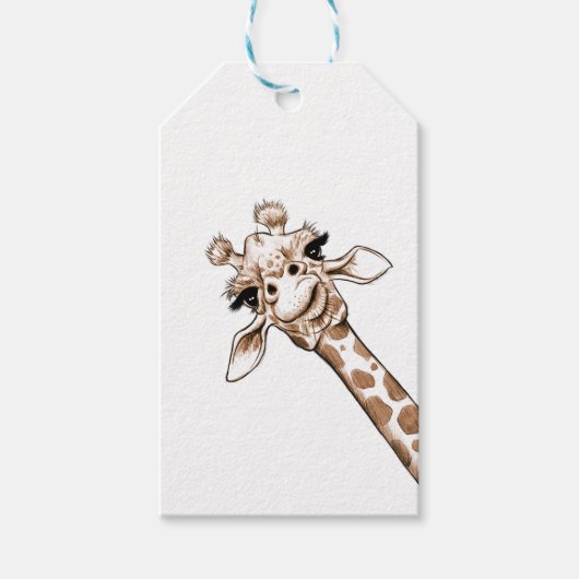 Curieuze Giraffe Art Cadeaulabel (Voorkant)