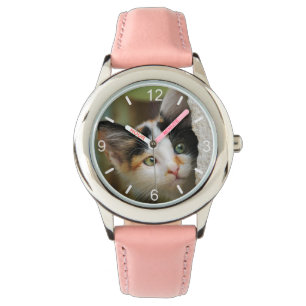 Curieuze kat Kitten Prying Eyes ... wijzerplaat-bo Horloge