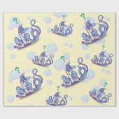 Curieuze kleine draak cadeaupapier (Vlak)