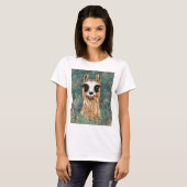 Curieuze Llama T-Shirt Fun - Tekening (Voorkant volledig)