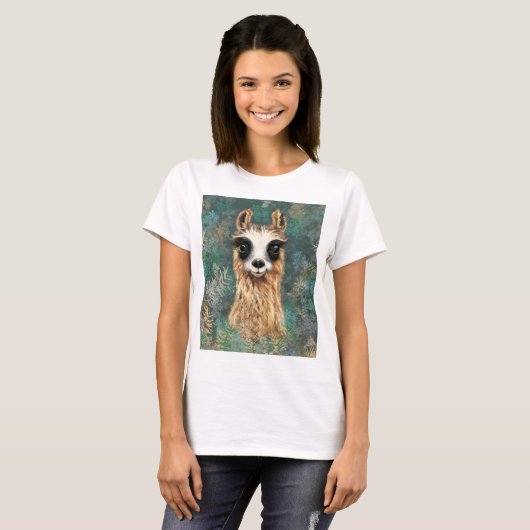 Curieuze Llama T-Shirt Fun - Tekening (Voorkant volledig)