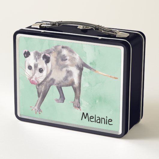 Curieuze Opossum voegt je eigen naam metaal lange  (Achterkant)