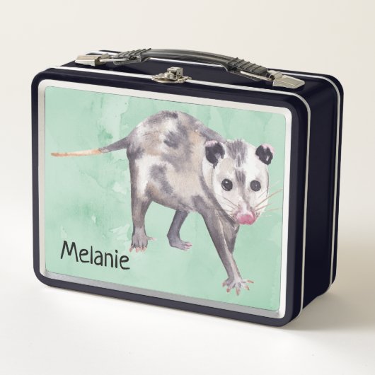 Curieuze Opossum voegt je eigen naam metaal lange  (Voorkant)