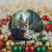 Curieuze Tabbykat Aandenken Keramisch Ornament