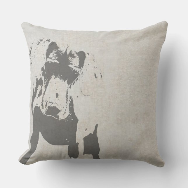 CURIEUZE WEIMARANER BLOCK PRINT PILLOW 20"x20" Kussen (Voorkant)