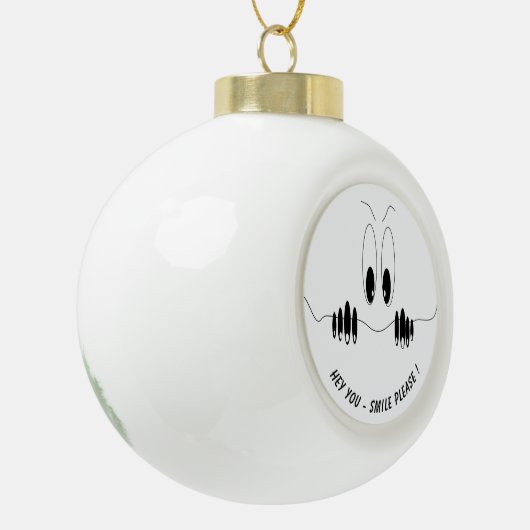 Curiositeit Oyes - Smile - Jouw tekst / kleuren Keramische Bal Ornament (Links)