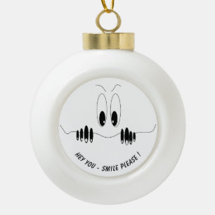 Curiositeit Oyes - Smile - Jouw tekst / kleuren Keramische Bal Ornament