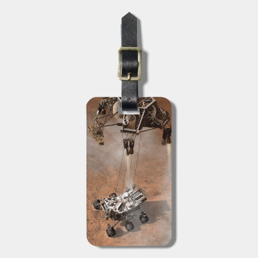 Curiosity Rover landt op het Marsoppervlak. Bagagelabel (Voorkant verticaal)