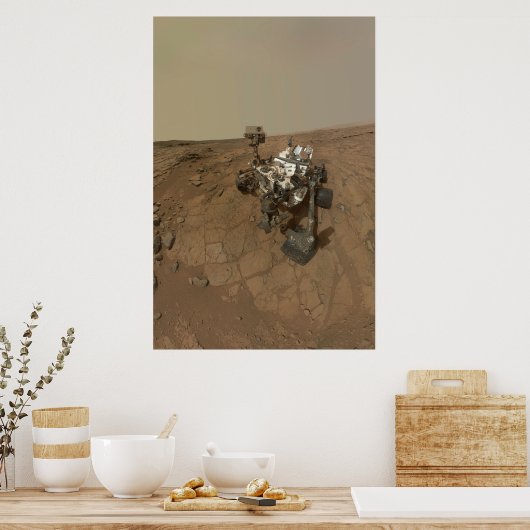 Curiosity Rover op het oppervlak van Mars. Poster (Keuken)