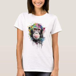 Curioso y colorido chimpancé t-shirt