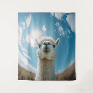 Curious Alpaca onder de zon Wandkleed