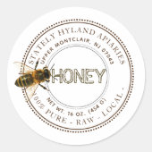 Curious Bee Editable Étiquette de miel (blanc) (Devant)