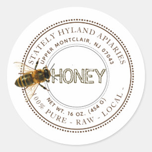 Curious Bee Editable Étiquette de miel (blanc)