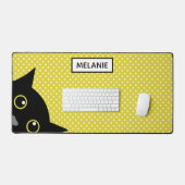 Curious Black Cat Yellow Polka Dot Personalised (Clavier et souris)