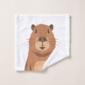 Curious Capybara Portrait Bad Handdoek (Wasdoekje)