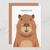 Curious Capybara Portrait Kaart (Voorkant / Achterkant)