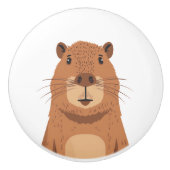 Curious Capybara Portrait Keramische Knop (Voorkant)