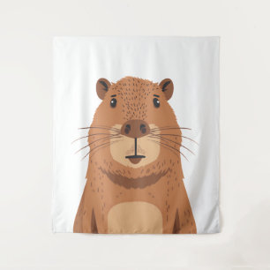 Curious Capybara Portrait Wandkleed