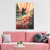 Curious Cat - Abstracte kunst Canvas Afdruk (Insitu (Woonkamer))