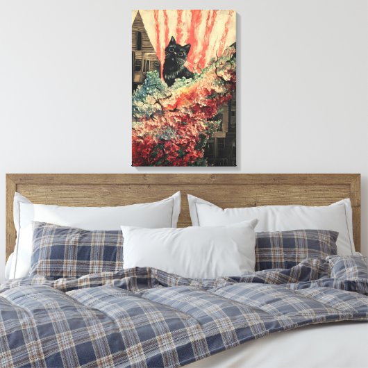 Curious Cat - Abstracte kunst Canvas Afdruk (Insitu (Slaapkamer))