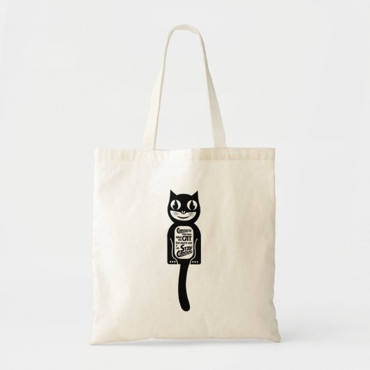 Curious Cat Black Tote Bag (Voorkant)