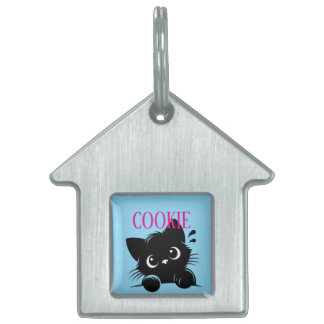 Curious Cat Gepersonaliseerd Huisdieren Naamplaatje