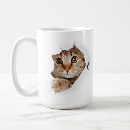 Curious Cat Peek – Funny & Cute Mug (Gauche)