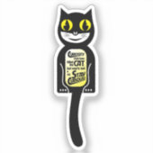 Curious Cat Zwart Geel Sticker (Voorkant)