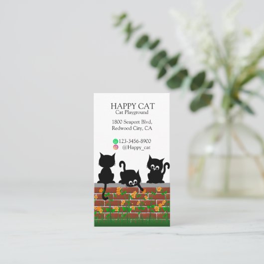 Curious Cats on a Garden Wall Visitekaartje (Staand voorkant)