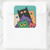 Curious Cats Vierkante Sticker (Tas)