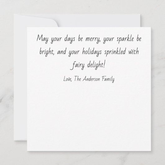 Curious Christmas Fairy – Holiday Card (Achterkant)