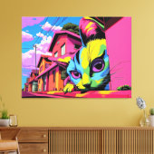 Curious Colossus: De gigantische kat in de buurt Canvas Afdruk (Insitu (Woonkamer))