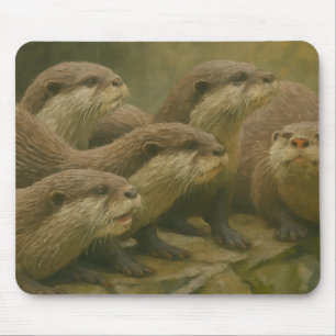 Curious Company – Otter Family On The Rocks beroem Muismat