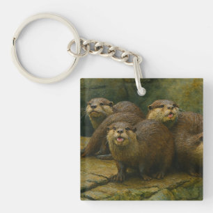 Curious Company – Otter Family On The Rocks beroem Sleutelhanger