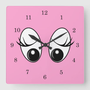 Curious Eyes Custom Colors Wall Clock Vierkante Klok