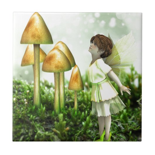 Curious Fairy - Fairy and Toadstools Tegeltje (Voorkant)