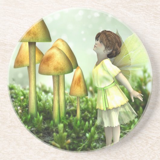 Curious Fairy - Fairy and Toadstools Zandsteen Onderzetter (Voorkant)