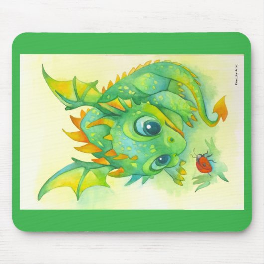 Curious Green Dragon Mouse Pad Muismat (Voorkant)