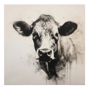 Curious Koe Gaze Poster door PS Natuur Design Perfect Poster