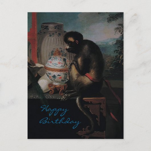 Curious Monkey ~ Carte postale / Joyeux anniversai (Devant)