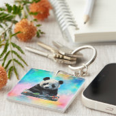 Curious Panda Acryl Sleutelhanger (Voorkant Rechts)