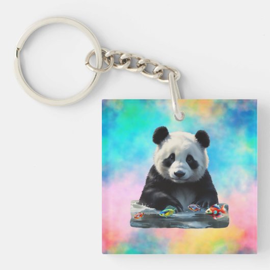 Curious Panda Acryl Sleutelhanger (voorkant)