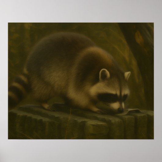 Curious Raccoon – Realistic Forest Wildlife Poster (Voorkant)