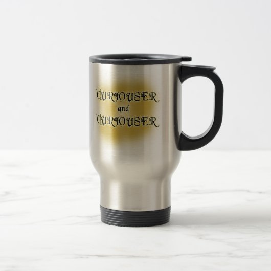 Curiouser en Curiouser T-shirts, Mokken, kleding Reisbeker (Rechts)