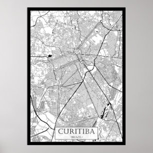 Curitiba Brazilië Kaart Poster