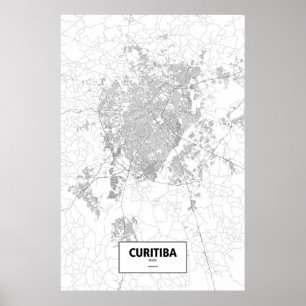 Curitiba, Brazilië (zwart op wit) Poster